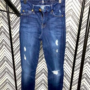 Skinny distressed jeans blue